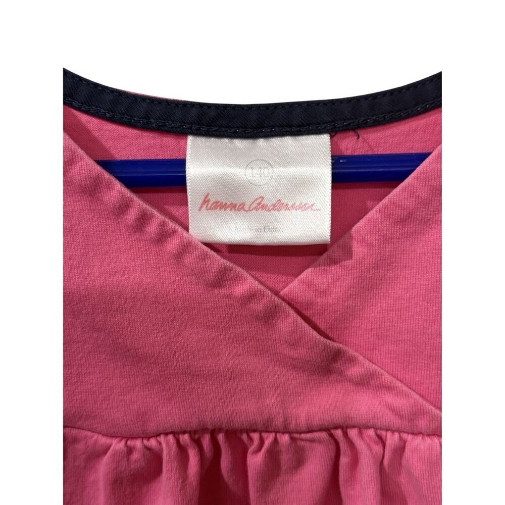 Hanna Andersson Girls Pink Dress With Floral Border Design Short Sleeves Size 10 - Picture 3 of 4